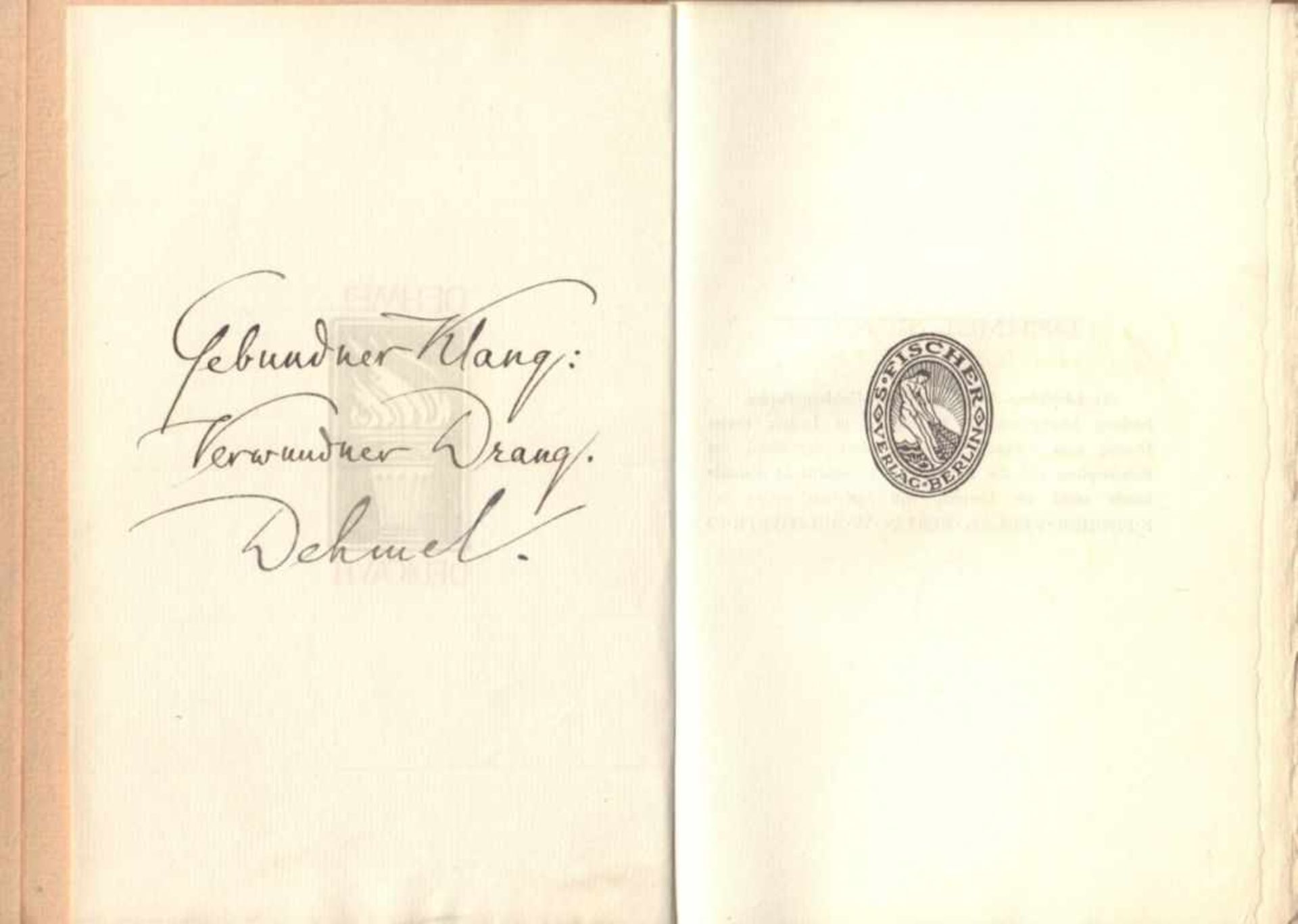 Richard Dehmel. Gesammelte Werke. 10 Bände. Berlin, S. Fischer, 1906. 8°. Zus. ca. 1815 S. Nummer 11 - Image 3 of 5