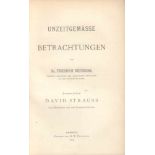 Friedrich Nietzsche - Konvolut. 2 Bände 1. Unzeitgemäße Betrachtungen. Teile 1 und 2 in einem