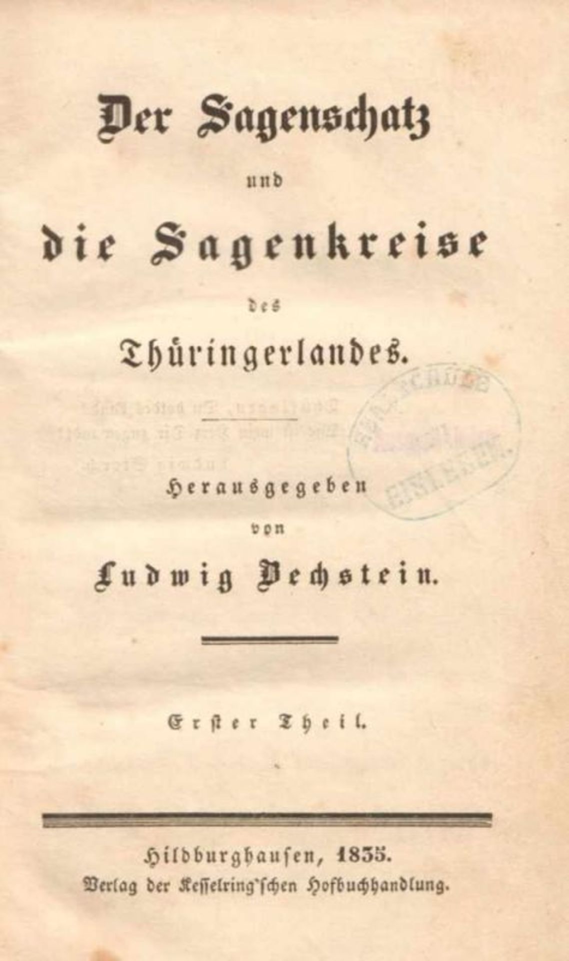 Ludwig Bechstein. Der Sagenschatz und die Sagenkreise des Thüringerlandes. 4 Bände. - Image 2 of 3