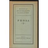 Rudolf Borchardt. Prosa I. Schriften in 12 Bänden. Berlin. Rowohlt 1920. 8°. 295 S. Original-