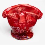 Kl. Vase mit Tänzerin, Zsolnay um 1900. Heller Scherben, rot glasiert u. irisierend über- fangen (
