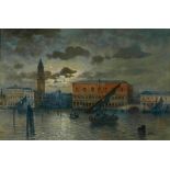 Gemälde Sign. F. Forani Italienischer Vedutenmaler 19. Jh. "Venedig im Mondlicht" u. re. sign. F.