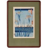 Farbholzschnitt Utagawa Hiroshige 1797 Edo - 1858 Edo "Der Horikiri Iris-Garten" 1857 Darstellung ?