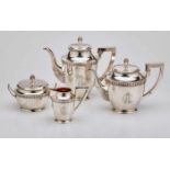 4-tlg. Kaffee-/ Tee-Service, Empire-Stil, Bruckmann Anf. 20. Jh. 800er Silber, teils innen