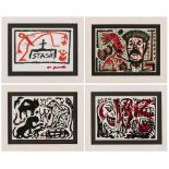 4 Lithogr./Multiples A.R. Penck geb. 1939 Dresden "Egon Vrom, Saddam, Stasie.." je handsign a.r.