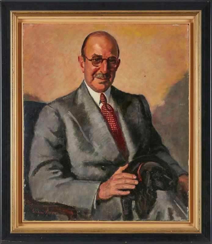 Gemälde Eugen Spiro "Portrait of Mr. Henschel of Knoedler Galleries 1946" u. li. sign. Eugen Spiro