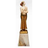 Kl. Figur "Salome", um 1900. Bronze, vergoldet, Elfenbein (partiell bemalt), Marmor. Standfigur,