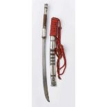 Katana Schwert, Japan wohl 18. Jh. Holzscheide m. Silber-Besatz u. roter Schnur, Griff m. feiner