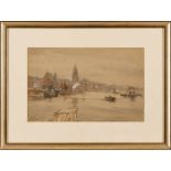 Aquarell mit Tuschfeder, weiß gehöht Fritz Wucherer 1873 Basel - 1948 Kronberg "Blick auf den