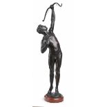 Bronze Joseph Uphues (1850 Sassenberg - 1911 Berlin) Bogenschütze, Ende 19. Jh. Schwarz patiniert.