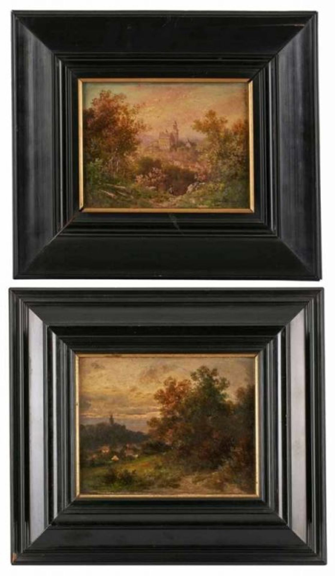 Paar Gemälde Alfred v. Schönberger 1845 Graz - 1907 München "Im Taunus" je sign. Alfred von - Bild 2 aus 3