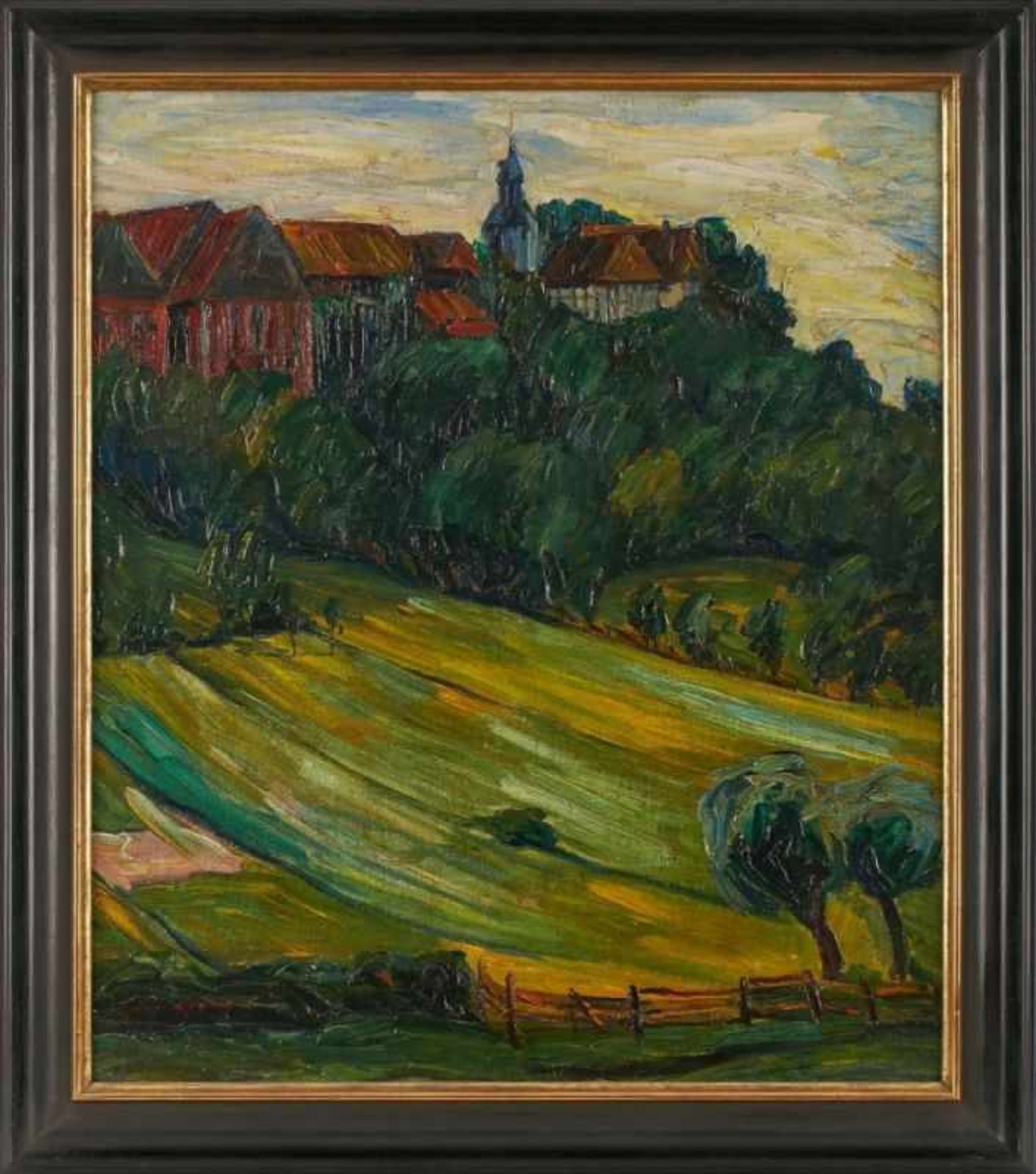Gemälde Impressionist um 1920 "Walsdorf bei Idstein" Öl/Lwd., 72 x 61,5 cm
