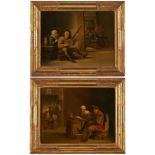 Paar Gemälde David Teniers, Nachfolge des Genremaler 18. Jh. "In der Wirtsstube" Öl/Lwd, 27,5 x 37