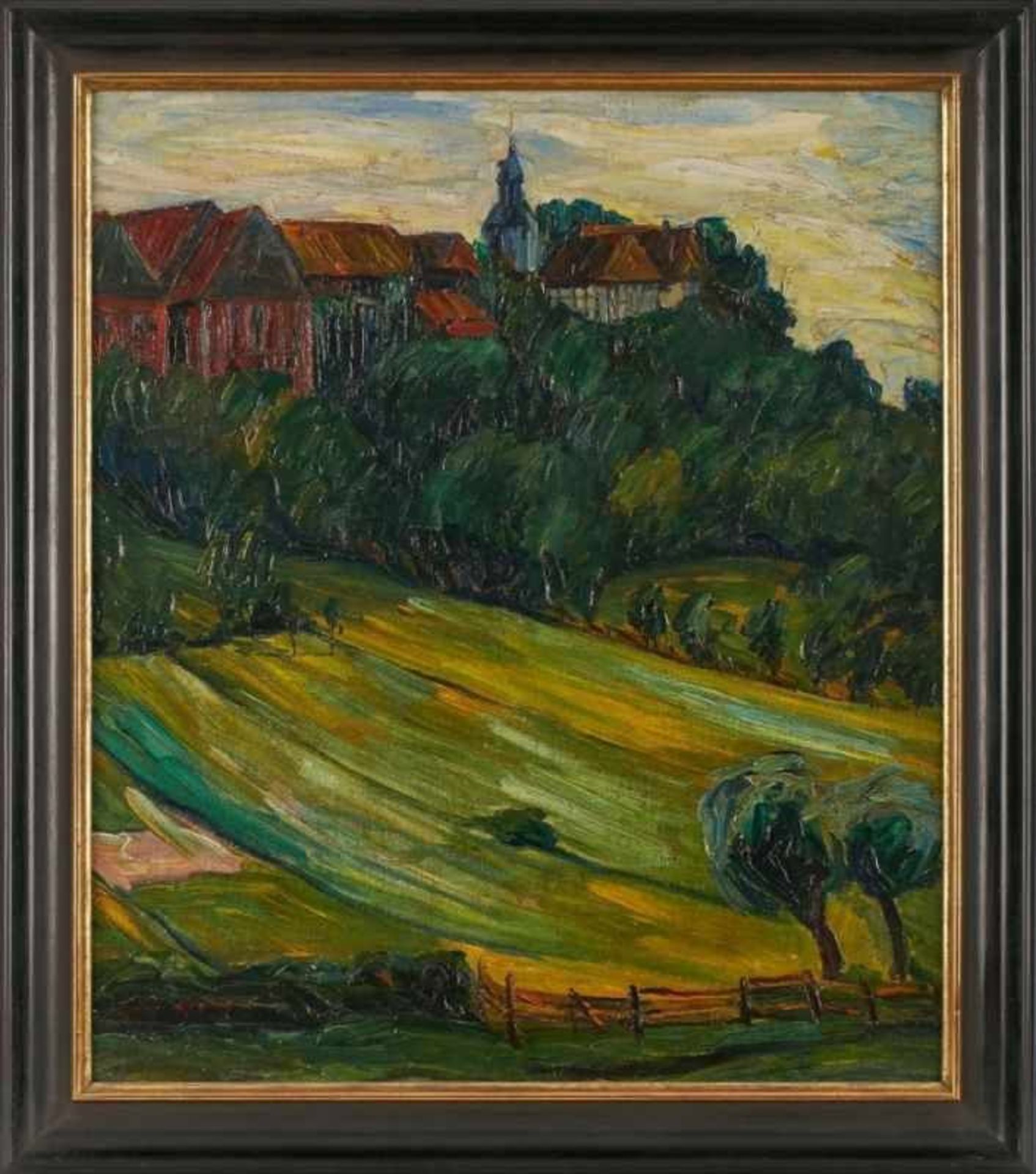 Gemälde Impressionist um 1920 "Walsdorf bei Idstein" Öl/Lwd., 72 x 61,5 cm - Bild 2 aus 3