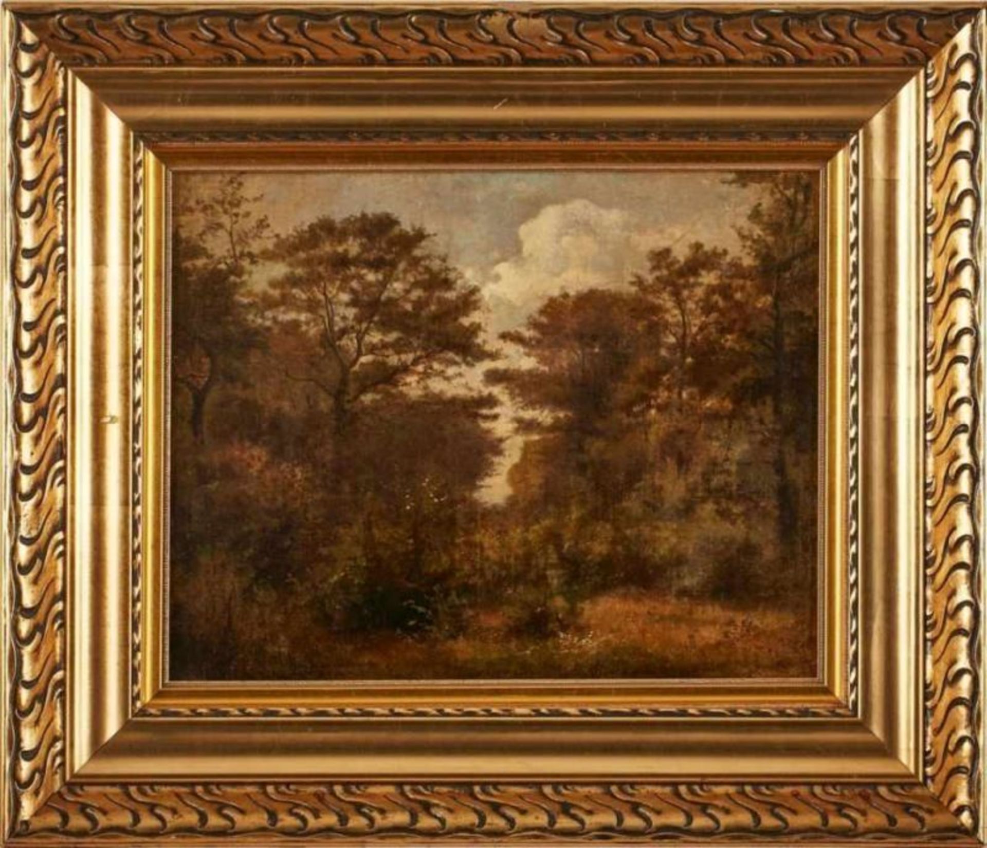 Gemälde Peter Burnitz 1824 Frankfurt - 1886 Frankfurt "Waldlandschaft" u. li. Restsignatur Öl/Lwd. - Bild 3 aus 3