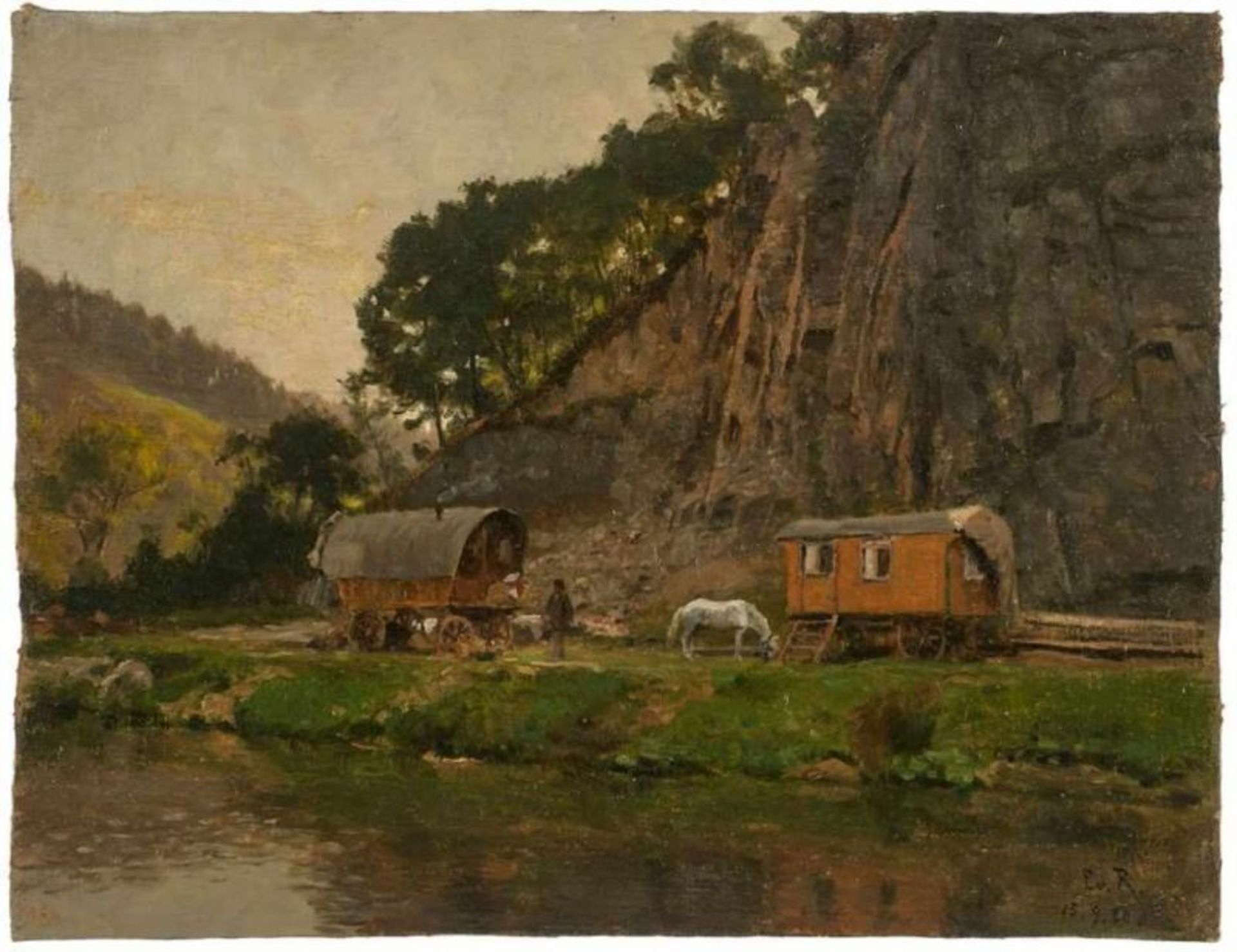 Gemälde/Ölstudie Paul von Ravenstein 1854 Breslau - 1938 Karlsruhe Studium an der Badischen - Bild 3 aus 3