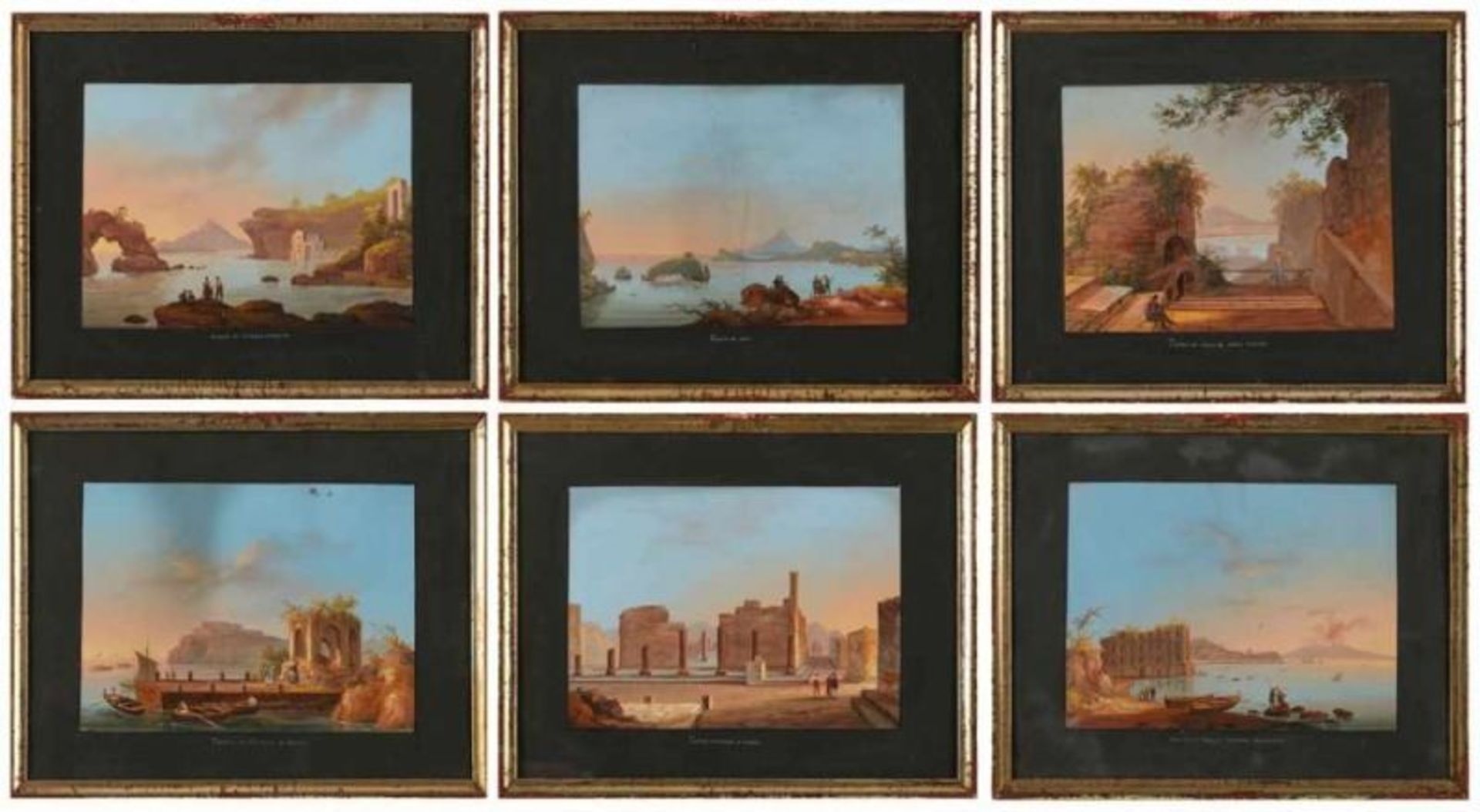 Folge von 6 Gouachen Italienischer Landschaftsmaler um 1860 Italienische Ansichten: "Tempio di - Bild 2 aus 21