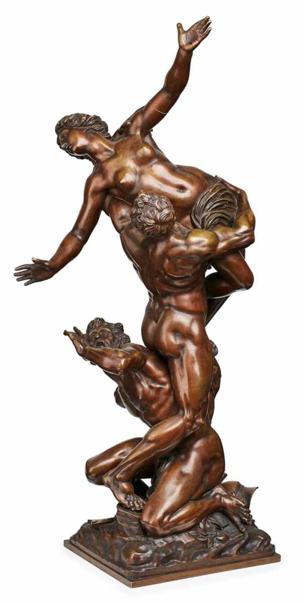 Gr. Bronze nach Giovanni da Bologna "Raub der Sabinerin", Anf. 20. Jh. Braun patiniert. 3-