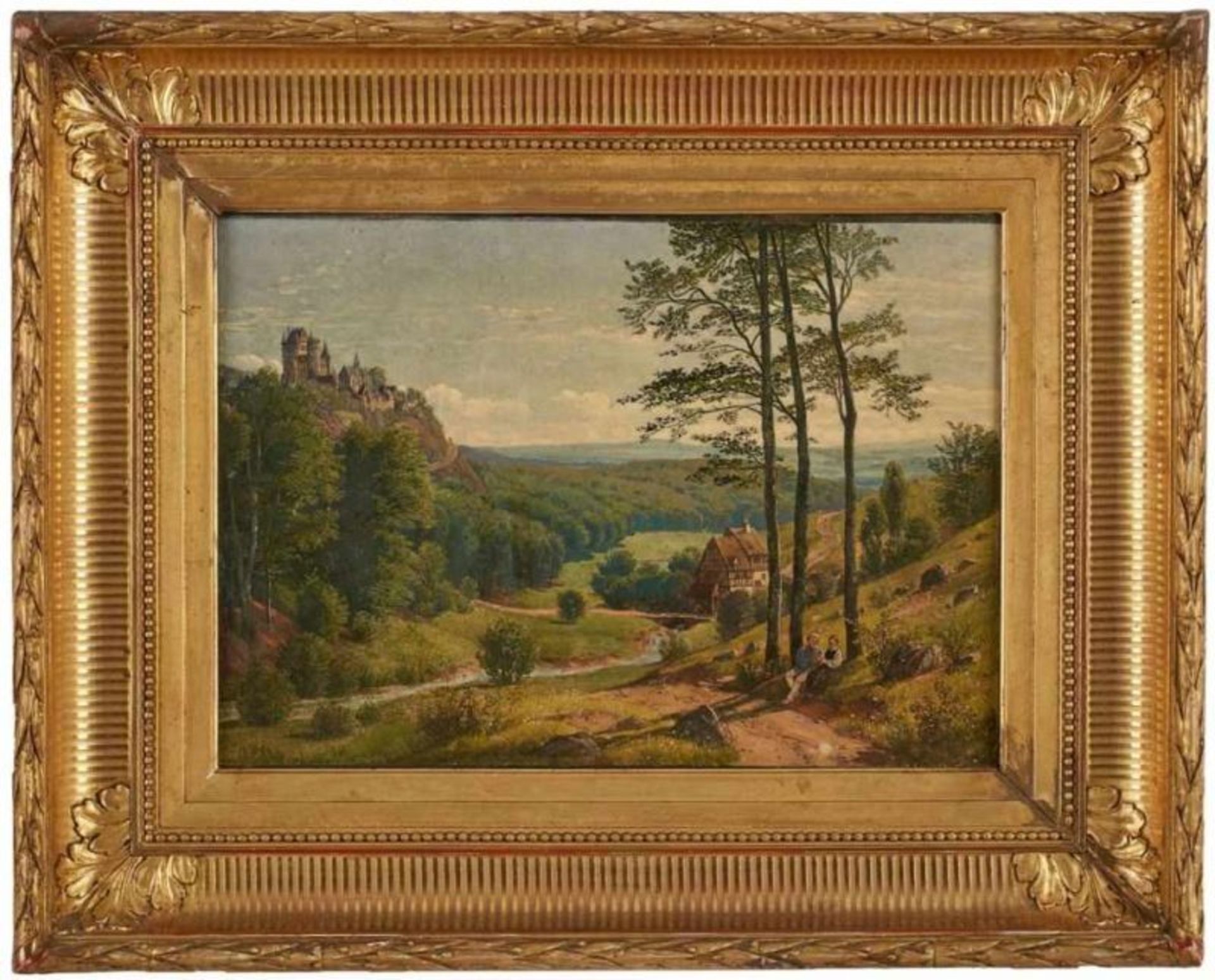 Gemälde Peter Becker 1828 Frankfurt - 1904 Soest Ausbildung am Städelschen Kunstinstitut. Im Raum - Bild 4 aus 6