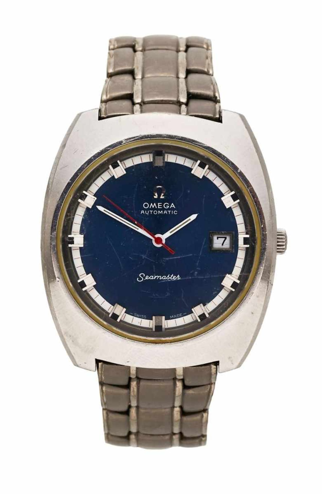 Omega Stahl Seamaster Blaues Ziffernblatt