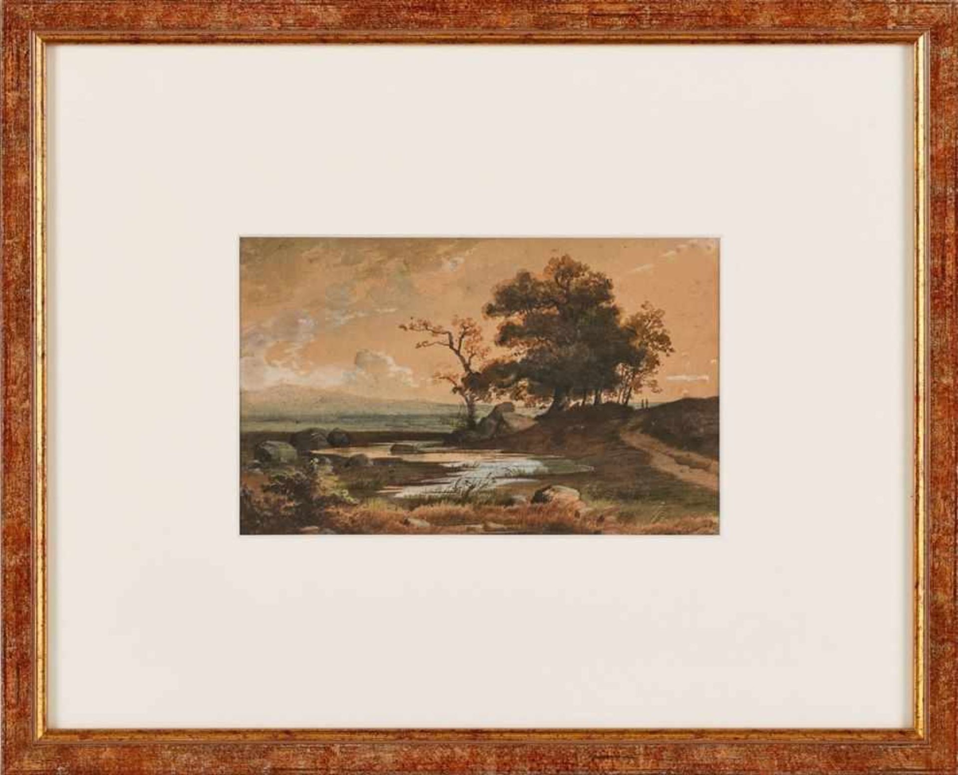 Aquarell Jakob Maurer 1826 Obereschbach - 1887 Kronberg "Blick zum Altkönig" u. re. sign. J.Maurer - Bild 6 aus 6