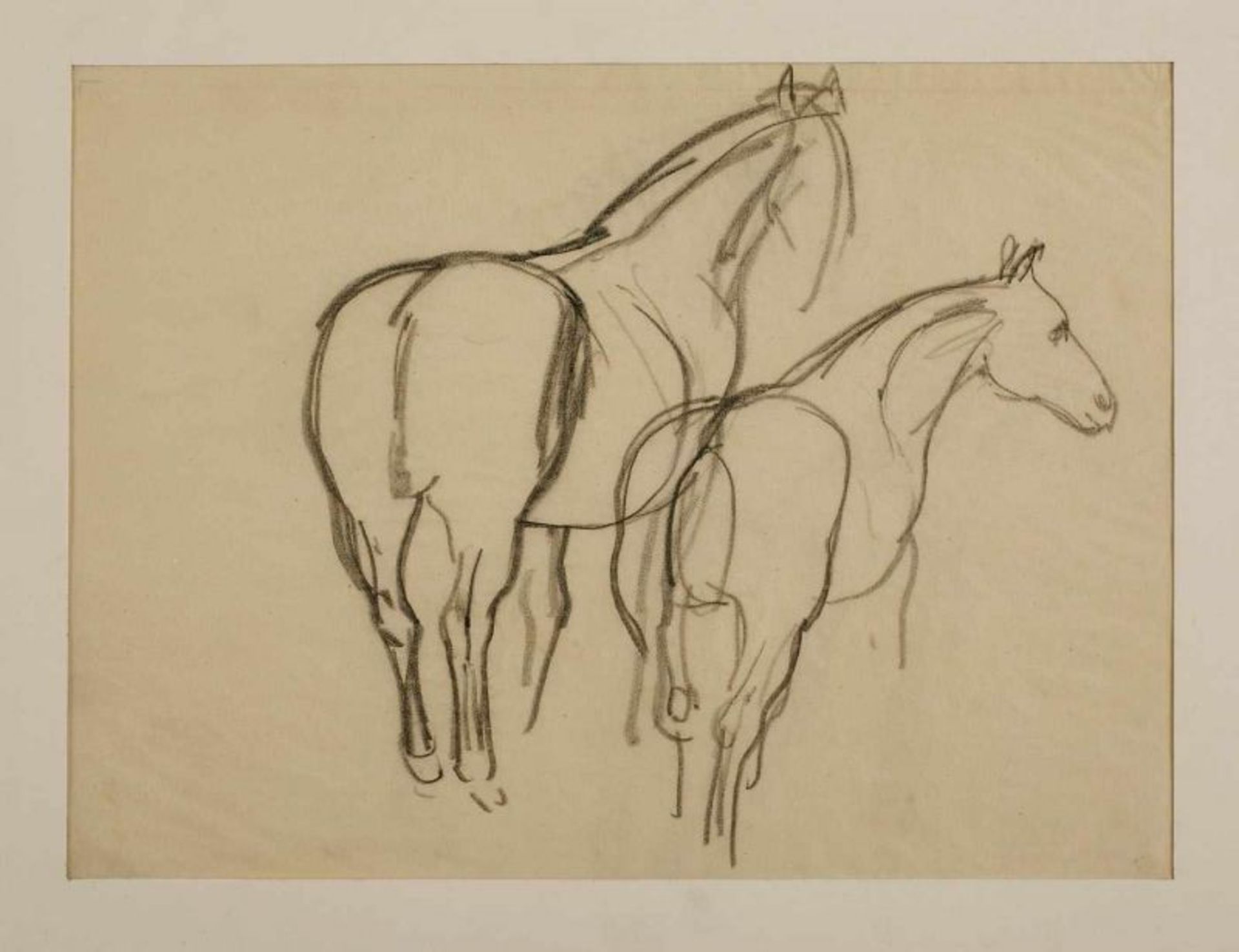 Kohlezeichnung Franz Karl Delavilla 1884 Wien - 1967 Frankfurt "Pferde" Auf dem Auflagekarton mit - Bild 5 aus 9