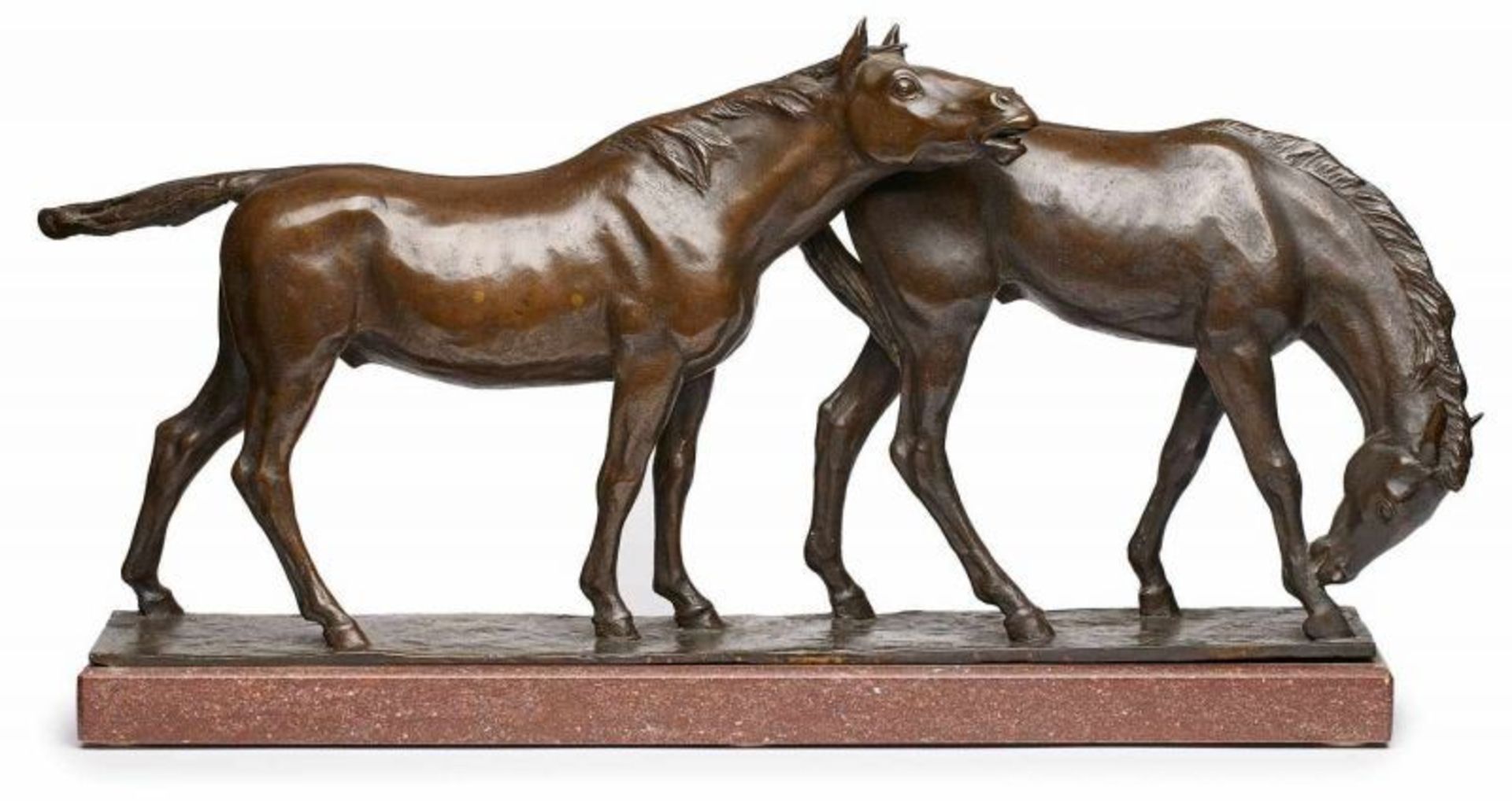 Bronze sign. Maffallotti (?), "Pferdegruppe", Florenz 20. Jh. Dunkelbraun patiniert. Naturalist. - Bild 3 aus 3