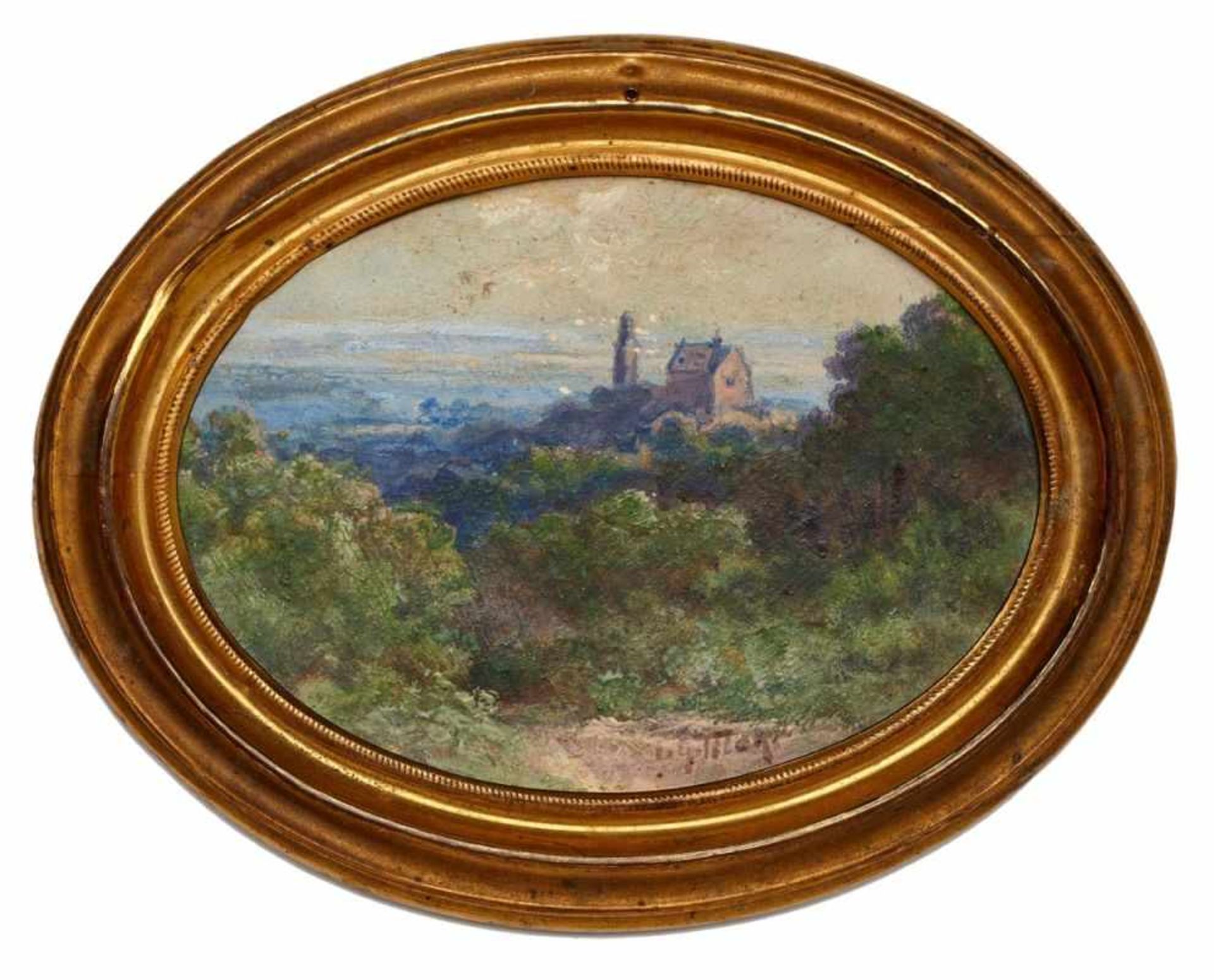 Gemälde Johann Georg Mohr 1864 Frankfurt - 1943 Frankfurt Landschaftsmaler der Spätromantik. Stand