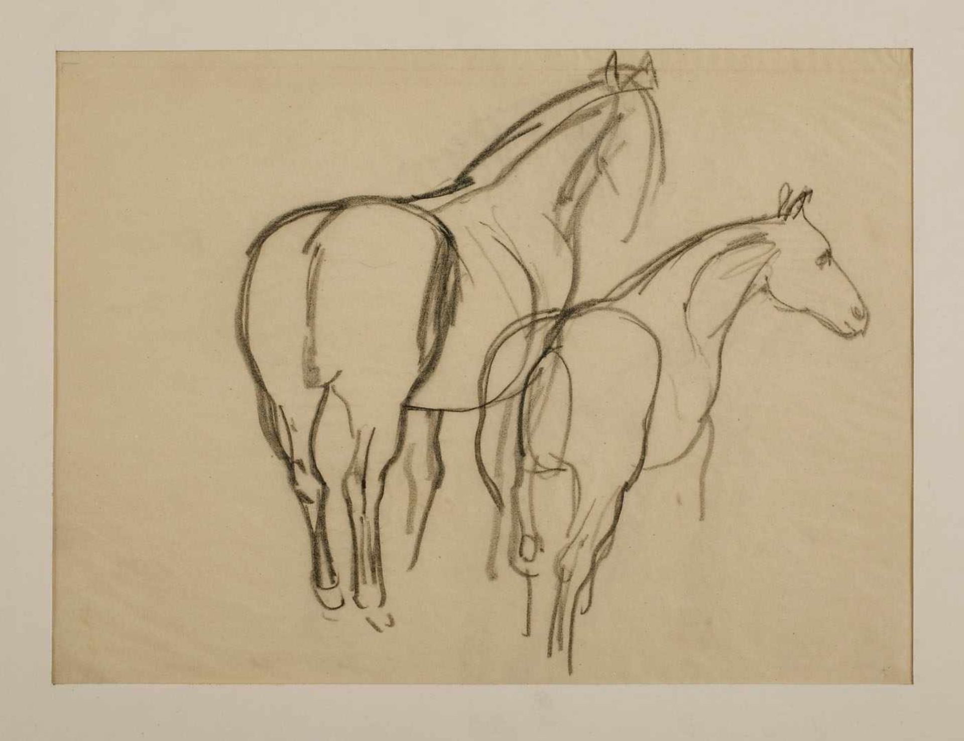 Kohlezeichnung Franz Karl Delavilla 1884 Wien - 1967 Frankfurt "Pferde" Auf dem Auflagekarton mit - Bild 8 aus 9