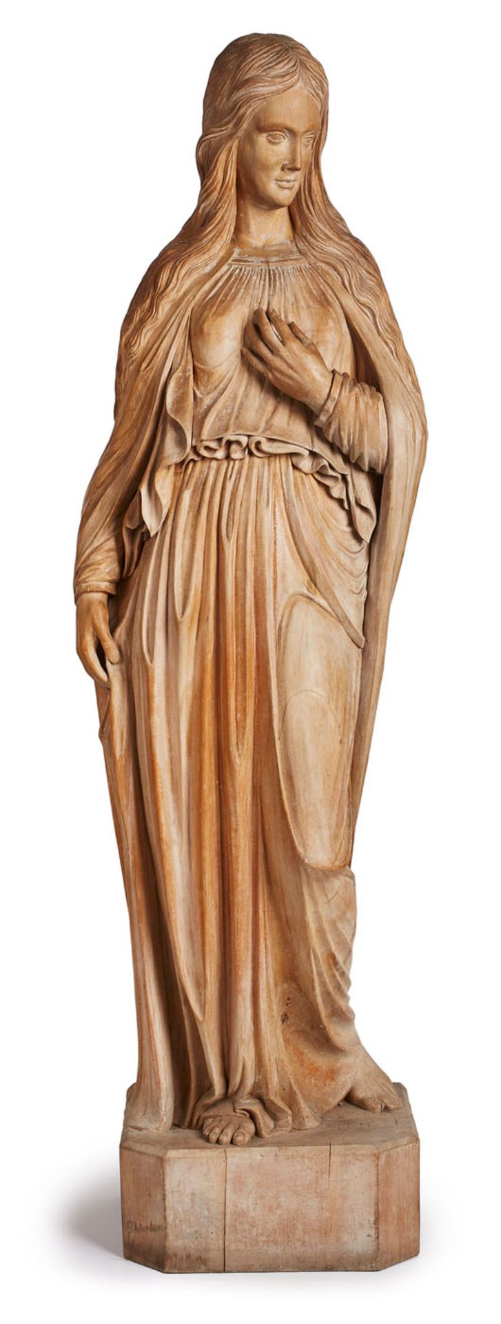 Gr. Standfigur Maria Magdalena, Nazarener-Stil, um 1900. Lindenholz, vollrd. geschnitzt. - Bild 3 aus 3