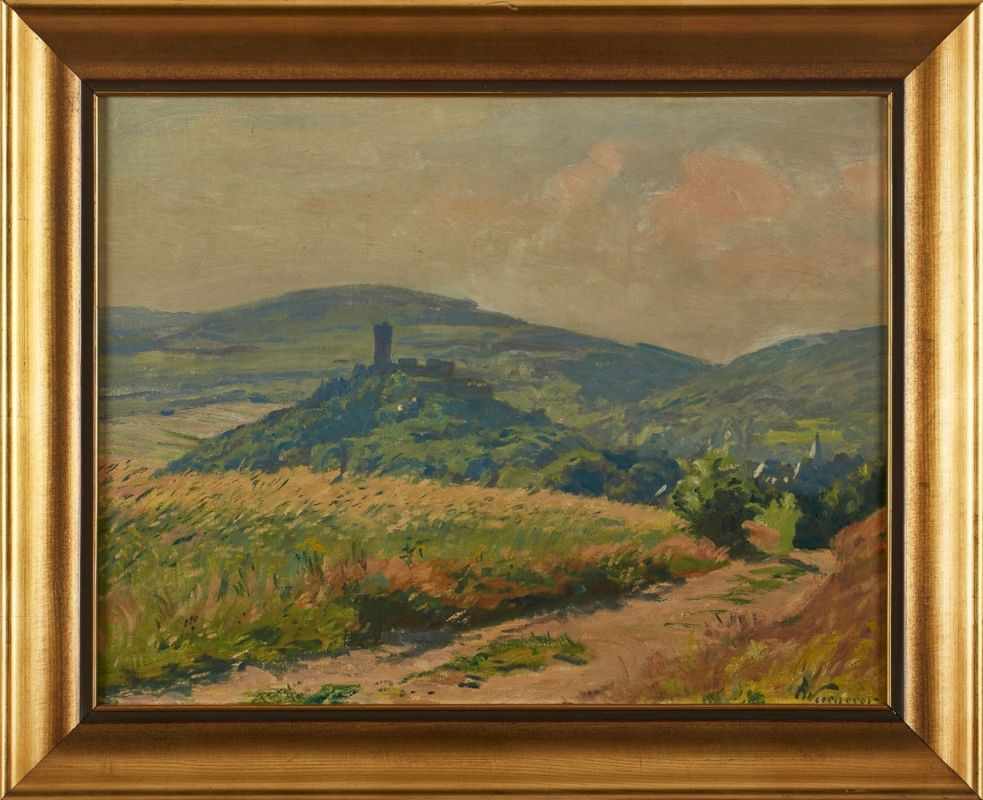 Gemälde Fritz Wucherer 1873 Basel - 1948 Kronberg "Blick auf Falkenstein" u. re. sign. u. dat. F.