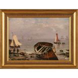 Gemälde Friedrich Ernst Morgenstern 1853 Frankfurt - 1919 Frankfurt "Lotsenboot in der Elbe bei