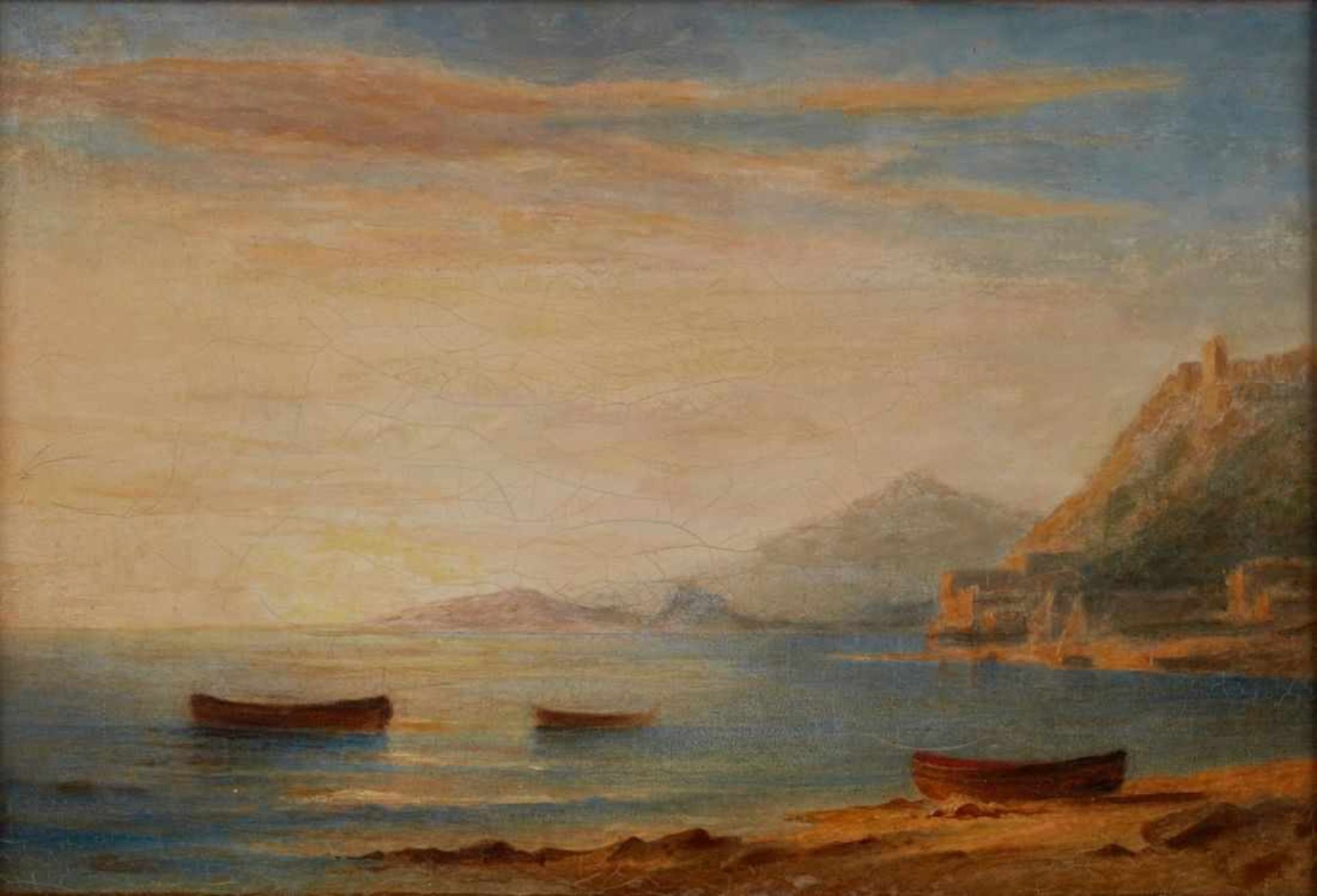 Gemälde/Ölstudie Carl Morgenstern 1811 Frannkfurt - 1893 Frankfurt "Italienische Küstenszene"