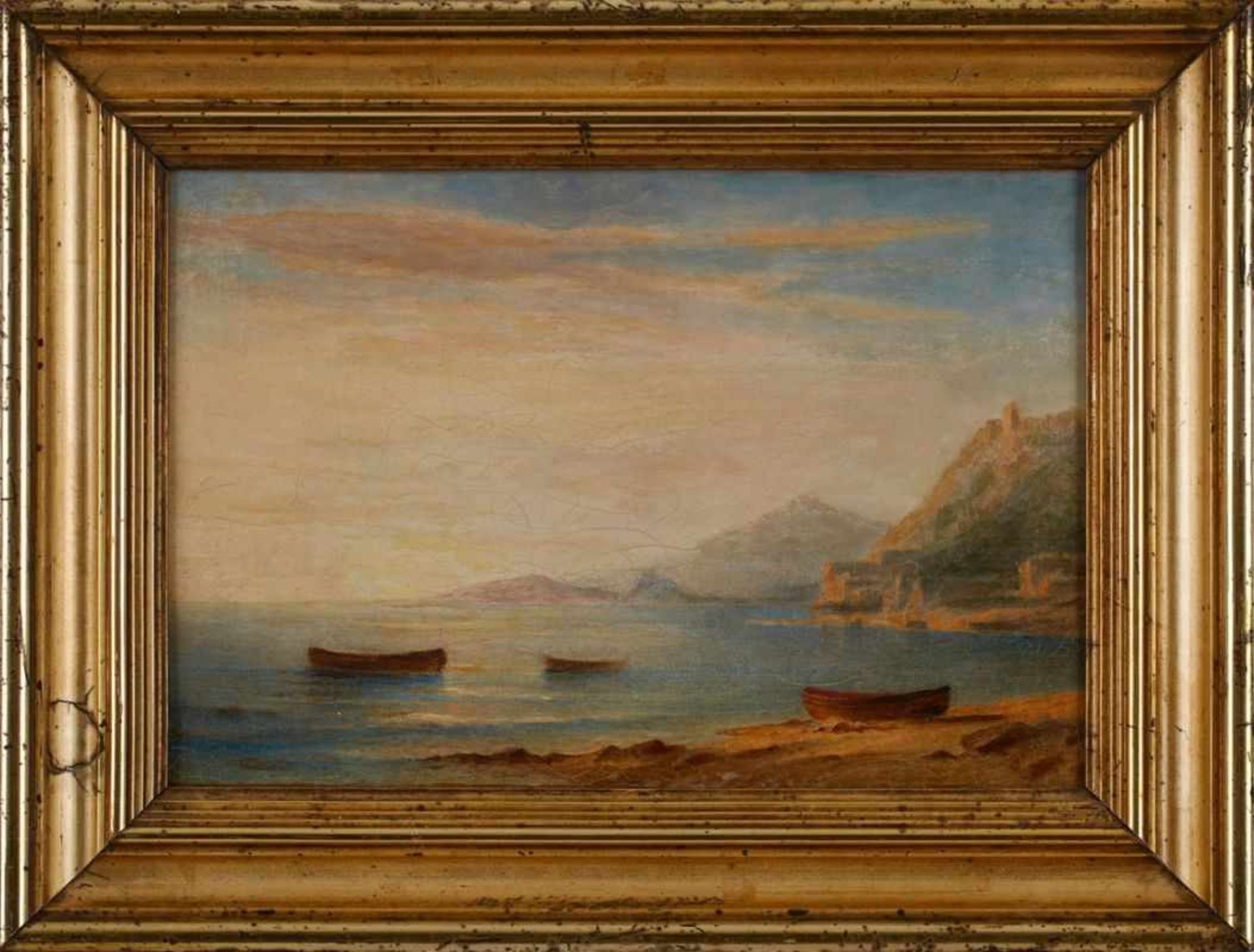 Gemälde/Ölstudie Carl Morgenstern 1811 Frannkfurt - 1893 Frankfurt "Italienische Küstenszene" - Bild 6 aus 6