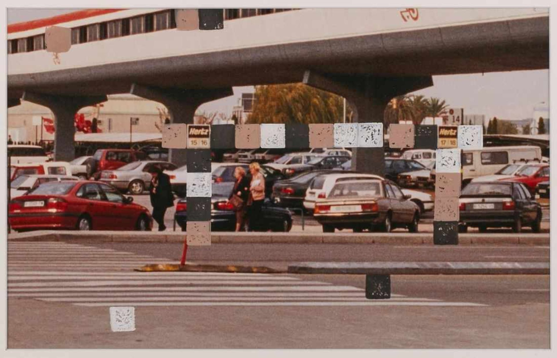 C-Print und Ölfarbe Bernhard Martin geb. 1966 Hannover "Barcelona Airport" 1997 30 x 34 cm