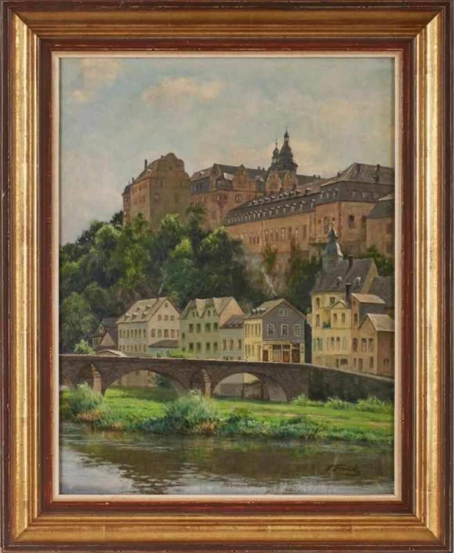 Gemälde Hanny Franke 1890 Koblenz - 1973 Frankfurt "Schloss Weilburg" u. re. sign. H. Franke Öl/ - Image 3 of 3