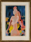 Pastellkreidezeichnung Max Ackermann 1887 Berlin - 1975 Unterlengenhardt "Weibliche Figur" u. re.