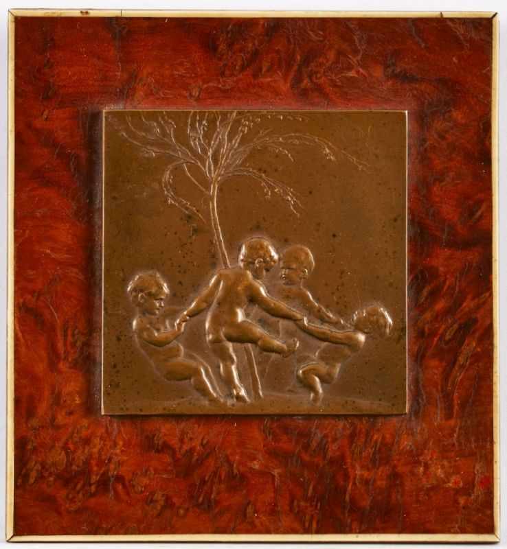 Bronze-Relief Stephan Schwartz (Österreich, 1851 - 1924) "Rondo"/ Putten-Reigen, um 1900. Braun