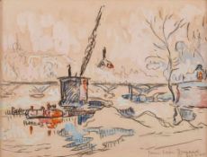 Aquarell über Kohlezeichnung mit Deckweiß Paul Signac 1863 Paris - 1935 Paris "Paris, le Pont des