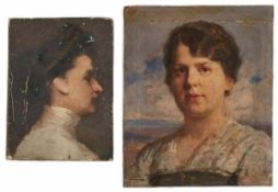 2 Gemälde Heinrich Reinhardt Kröh 1841 Darmstadt - 1941 Darmstadt "Frauenbildnisse" eines u. li.