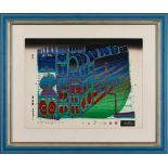 Farbseriegrafie u. Metallfolie Friedensreich Hundertwasser 1928 Wien - 2000 an Bord der Queen