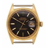 Herrenarmbanduhr Rolex Oyster Perpetual Datejust, Schweiz um 1970. Gehäuse in 18 kt GG.