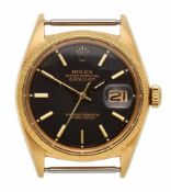 Herrenarmbanduhr Rolex Oyster Perpetual Datejust, Schweiz um 1970. Gehäuse in 18 kt GG.