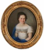 Pastellkreidezeichnung Bildnismaler um 1800 "Porträt einer Dame" 36 x 30 cm (im Oval)