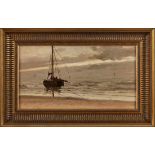 Gemälde Richard Fresenius 1844 Frankfurt - 1903 Monte Carlo "Blick vom Strand auf das Meer" Verso