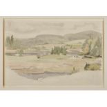 Aquarell über Bleistift Ludwig Deurer 1806 Mannheim - 1847 Mannheim "Flusslandschaft im bayrischen