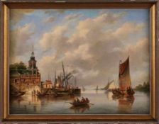 Gemälde Gerardus Hendriks 1804 Amsterdam - wohl nach 1859 Rotterdam "Küstenlandschaft mit