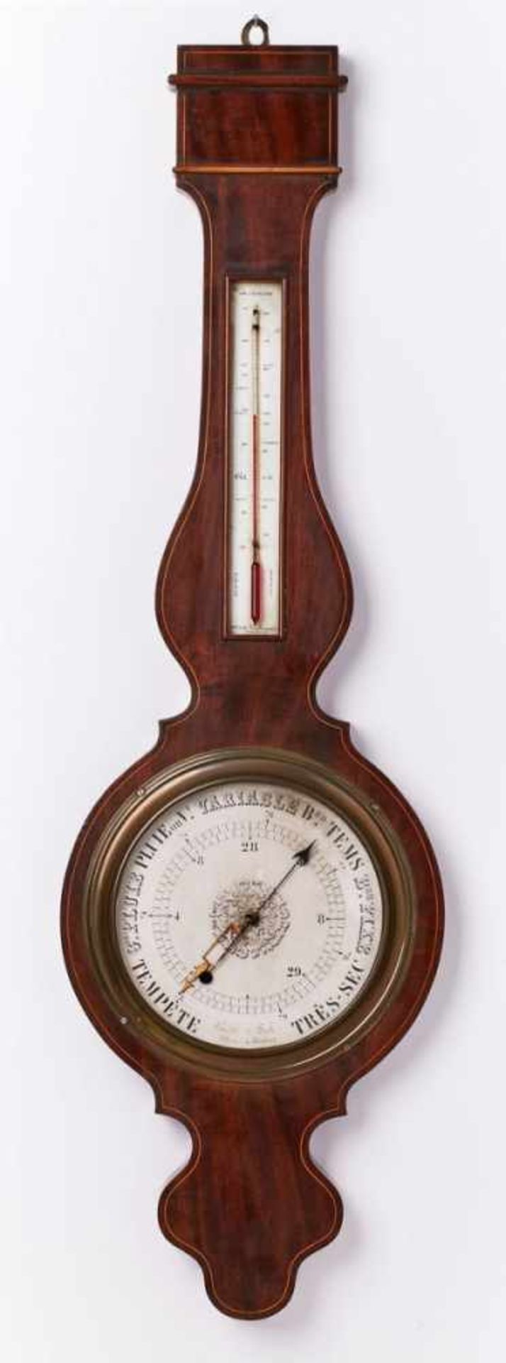 Radbarometer, Optiker Schmidt u. Bach, Straßburg Ende 19./Anfang 20. Jh. Mahagoni furniert,