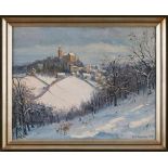 Gemälde Emil Otto Thaetner geb. 1888 Hannover Frankfurter Landschaftsmaler. "Kronberg im Winter"