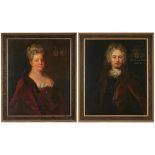 Paar Gemälde Bildnismaler um 1700 "Portraitbildnisse eines Ehepaares: Herbold de Geier, Warburg u.